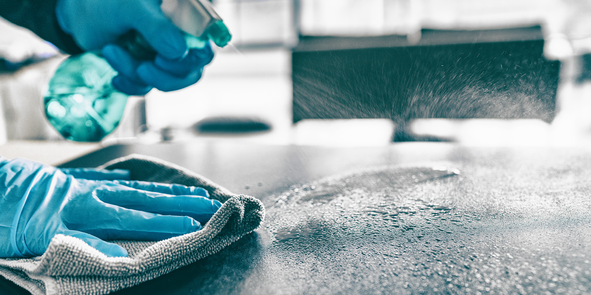 Cleanin and desinfecting a surface | Doylestown Health