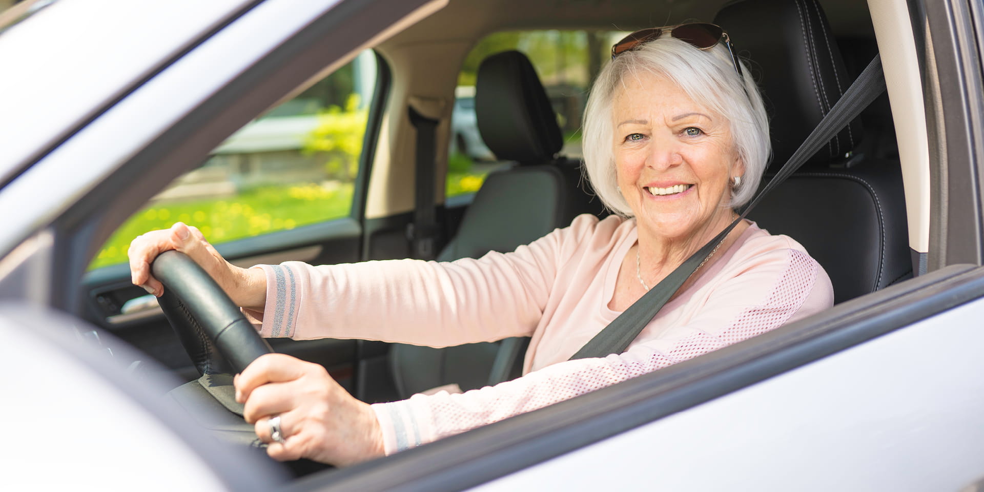 Woman drving a car